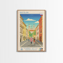 Bratislava Slovakia Travel Poster Framed Canvas Print, Midcentury Modern Art, Pop Art Wall Decor, Home Decor, Vacation Gift, Living Room Art