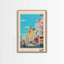 Bucharest Romania Travel Poster Framed Canvas Print, Midcentury Modern Art, Pop Art Wall Decor, Home Decor, Vacation Gift, Living Room Art