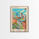 Düsseldorf Germany Travel Poster Framed Canvas Print, Midcentury Modern Art, Pop Art Wall Decor, Home Decor, Vacation Gift, Office Art