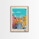 Dobrich Bulgaria Travel Poster Framed Canvas Print, Midcentury Modern Art, Pop Art Wall Decor, Home Decor, Vacation Gift, Living Room Art