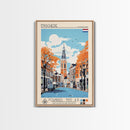 Enschede Netherlands Travel Poster Framed Canvas Print, Midcentury Modern Art, Pop Art Wall Decor, Scenic Wall Art, Bedroom Decoration