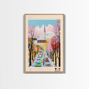 Érd Hungary Travel Poster Framed Canvas Print, Midcentury Modern Art, Pop Art Wall Decor, Living Room Art, Vacation Gift