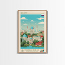 Grozny Russia Travel Poster Framed Canvas Print, Midcentury Modern Art, Pop Art Wall Decor, Scenic Wall Art, Living Room Decoration, Office Art