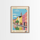Kilkenny Ireland Travel Poster Framed Canvas Print, Midcentury Modern Art, Pop Art Wall Decor, Scenic Bedroom Art, Office Decoration