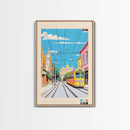Kraljevo Serbia Travel Poster Framed Canvas Print, Midcentury Modern Art, Pop Art Wall Decor, Scenic Wall Art, Living Room Decoration, Office Gift