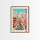 Leipzig Germany Travel Poster Framed Canvas Print, Midcentury Modern Art, Pop Art Wall Decor, Scenic Living Room Art, Bedroom Gift
