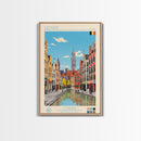 Leuven Belgium Travel Poster Framed Canvas Print, Midcentury Modern Art, Pop Art Wall Decor, Home Decor, Vacation Gift, Bedroom Art