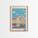 Makhachkala Russia Travel Poster Framed Canvas Print, Midcentury Modern Art, Pop Art Wall Decor, Scenic Wall Art, Living Room Decoration, Office Art