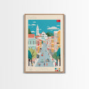 Manisa Turkey Travel Poster Framed Canvas Print, Midcentury Modern Art, Pop Art Wall Decor, Scenic Bedroom Art, Office Decoration