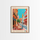 Murcia Spain Travel Poster Framed Canvas Print, Midcentury Modern Art, Pop Art Wall Decor, Scenic Wall Art, Bedroom Decoration