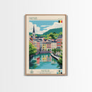 Namur Belgium Travel Poster Framed Canvas Print, Midcentury Modern Art, Pop Art Wall Decor, Scenic Wall Art, Living Room Decoration, Office Gift