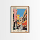 Naples Italy Travel Poster Framed Canvas Print, Midcentury Modern Art, Pop Art Wall Decor, Scenic Wall Art, Living Room Decoration, Office Art