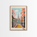 Nijmegen Netherlands Travel Poster Framed Canvas Print, Midcentury Modern Art, Pop Art Wall Decor, Scenic Living Room Art, Bedroom Gift