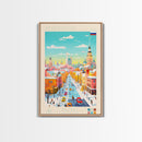 Nizhnevartovsk Russia Travel Poster Framed Canvas Print, Midcentury Modern Art, Pop Art Wall Decor, Scenic Wall Art, Living Room Decoration, Office Art