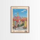 Olsztyn Poland Travel Poster Framed Canvas Print, Midcentury Modern Art, Pop Art Wall Decor, Scenic Wall Art, Bedroom Decoration