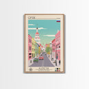 Omsk Russia Travel Poster Framed Canvas Print, Midcentury Modern Art, Pop Art Wall Decor, Scenic Wall Art, Living Room Decoration, Office Art