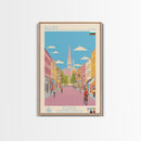 Pleven Bulgaria Travel Poster Framed Canvas Print, Midcentury Modern Art, Pop Art Wall Decor, Scenic Wall Art, Living Room Decoration, Office Gift