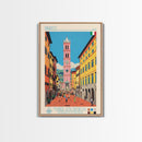 Prato Italy Travel Poster Framed Canvas Print, Midcentury Modern Art, Pop Art Wall Decor, Home Decor, Vacation Gift, Office Art