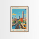 Rotterdam Netherlands Travel Poster Framed Canvas Print, Midcentury Modern Art, Pop Art Wall Decor, Home Decor, Vacation Gift, Bedroom Art