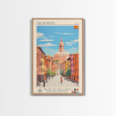 Salamanca Spain Travel Poster Framed Canvas Print, Midcentury Modern Art, Pop Art Wall Decor, Scenic Wall Art, Bedroom Decoration