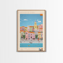 Santa Cruz de Tenerife Spain Travel Poster Framed Canvas Print, Midcentury Modern Art, Pop Art Wall Decor, Living Room Art, Bedroom Decoration
