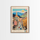 Tbilisi Georgia Travel Poster Framed Canvas Print, Midcentury Modern Art, Pop Art Wall Decor, Living Room Art, Home Decoration