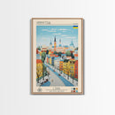 Vinnytsia Ukraine Travel Poster Framed Canvas Print, Midcentury Modern Art, Pop Art Wall Decor, Living Room Art, Scenic Wall Art