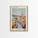 Waterford Ireland Travel Poster Framed Canvas Print, Midcentury Modern Art, Pop Art Wall Decor, Living Room Art, Vacation Gift