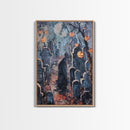 Jack-o'-Lantern Graveyard Canvas Print - Halloween Art, Spooky Home Decor, Cemtary Wall Art Pumpkin Art Halloween Decor, Framed Canvas Print