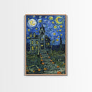 Starry Night Inspired Haunted Cemetary, Halloween Decor / Hallowen Wall Art / Halloween Props