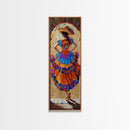 Jalisco Mexican Dancer Textured Oil Painting Printed and Framed on Canvas, Vertical Narrow Art Print, Mexican Inspired Home Decor