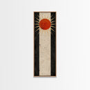 Abstract Sunburst Design on Distressed Background - Framed Canvas Print, Midcentury Modern Art, Skinny Art, Tall Art, Living Room Wall Decor