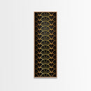 Abstract Gold Geometric Pattern on Black Background - Framed Canvas Print, Art Deco Style, Skinny Art, Tall Art, Midcentury Modern Art, Living Room Wall Decor