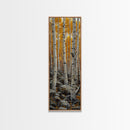 Birch Tree Forest, Framed Canvas Print, Skinny / Tall Wall Art, Living Room Decor, Landscape Painting, Nature Decor