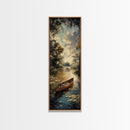 Antique Canoe Framed Canvas Print, lake House Decor, Lake Life Wall Art, Tall Wall Art For Small Spaces