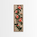 Framed Canvas Print Of Japanese Floral Art With Camellia Blossoms And Detailed Leaves Ready To Hang Traditional Japanese Wall Art Decor