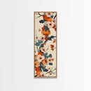 Skinny Art of Persimmon Branch with Delicate White Flowers – Japanese-Inspired Framed Canvas Print