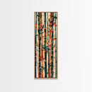 Colorful Bamboo Forest Skinny Art Ukiyo-e Tall Framed Canvas Print in Bright Autumn Hues