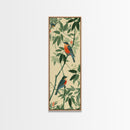 Skinny Art Tall Art Framed Canvas Print Birds Amongst Dense Greenery And Red Flowers Ukiyo-e Japanese Style Art Wood Block Print