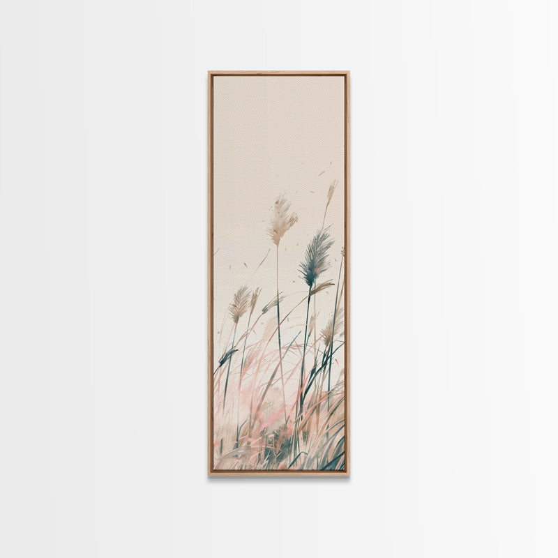 Autumn Forest Scene Pine Trees Giant Sun Skinny Art Tall Art Framed Canvas Print Japanese Style Art Ukiyo-e Art Wood Block Print Scenic