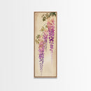 Hanging Wisteria Flowers In Purple Tones Japanese Style Framed Canvas Print, Wall Art Ready To Hang For Living Spaces