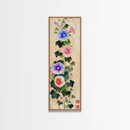 Morning Glories On Wooden Background Ukiyo-e Wall Art Framed Canvas Print Japanese Style Skinny Art Wood Block Print Tall Art