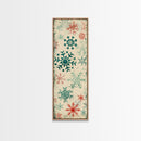 Snowflakes in Varied Sizes and Shapes Scattered on a Beige Canvas with a Distressed Texture Ukiyo-e Art Japanese Framed Canvas Print Skinny Tall Art