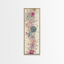 Skinny Art Tall Art Floral Burst Wood Block Print Japanese Style Art Vivid Explosions Of Colors Framed Canvas Print