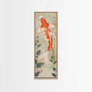 Koi Fish Swimming Gracefully Among Greenery Tall Art Ukiyo-e Art Framed Canvas Print