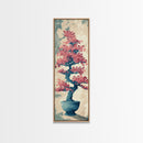 Maple Bonsai Tree In Pot With Soft Pastel Background Tall Art Ukiyo-e Art Framed Canvas Print