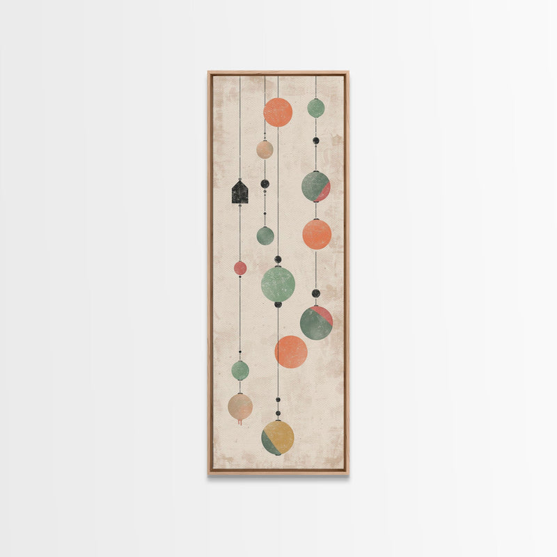 Abstract Hanging Lanterns On A Rustic Background â€“ Framed Canvas Print With Skinny Art And Tall Art In Ukiyo-E Art And Japanese Style Art