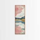 Tall Skinny Art Japanese Style Wood Block Print Serene Lake Scene With Pastel Reflections For Framed Canvas Print In Ukiyo-e Style