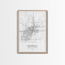 Amarillo Street Map, Texas Map, City Map Wall Decor, Travel Wall Art, Minimalist, Modern Art, Wall Art, Canvas Print, Canvas Wall Art