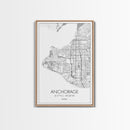 Anchorage Street Map, Alaska Map, Travel Wall Art, City Map Wall Art, Bedroom Art, Modern Art, Wall Art, Canvas Print, Canvas Wall Art